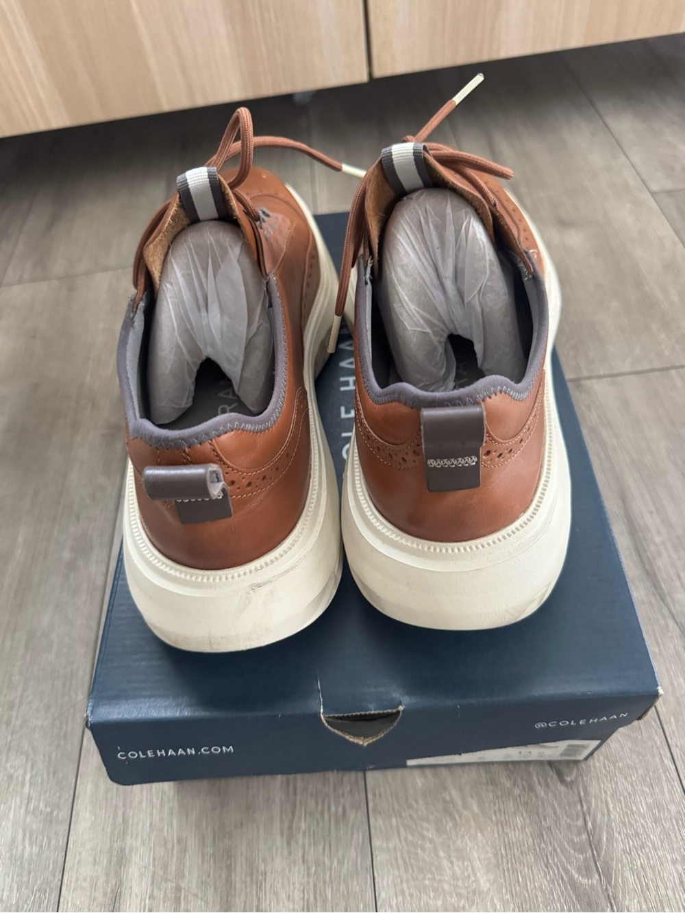 Cole Haan Men’s Brown Leather Sneakers with Cream Sole